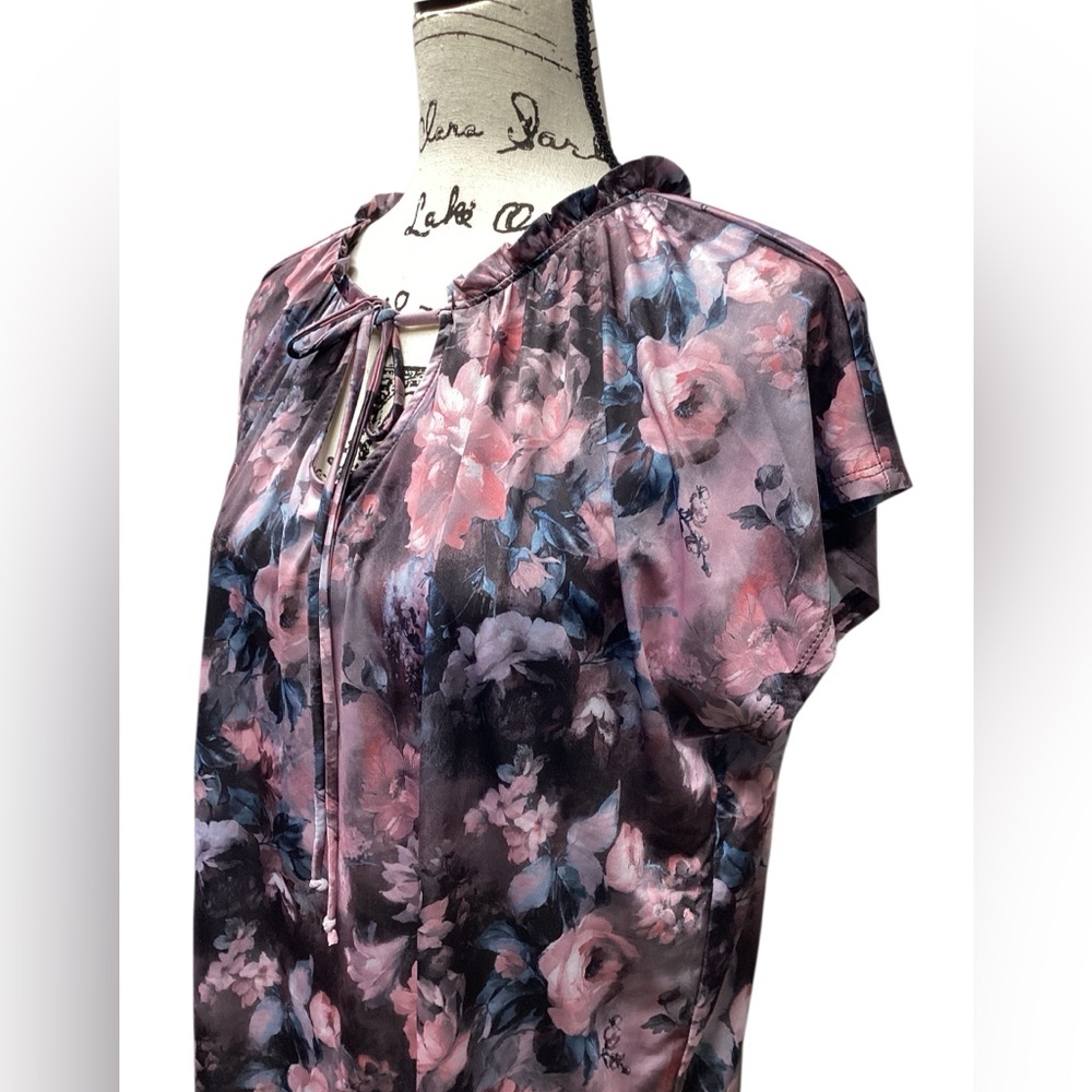 Sew in Love light weight cottagecore floral blouse Purple tones size Medium